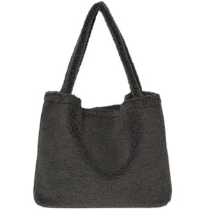 Fashion Teddy Shoulder Handbags Big Capacity Shopping Trendy Towel Fabric Bags