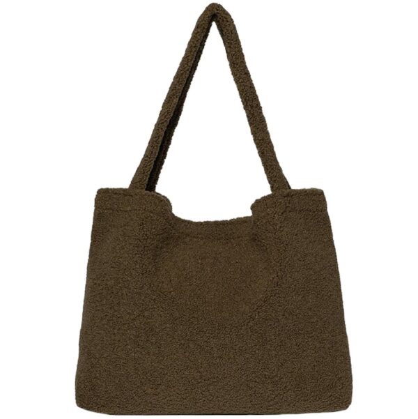 Fashion Teddy Shoulder Handbags Big Capacity Shopping Trendy Towel Fabric Bags - 画像 4