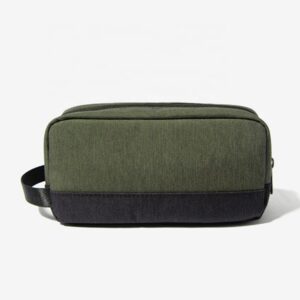Canvas Cosmetic Bag Waxed Cotton Canvas Toiletry Bag with Leather Handle