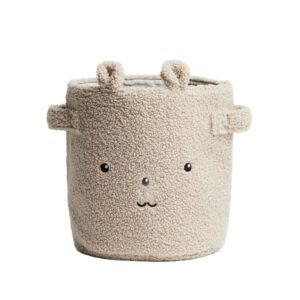 Embroidery Wool Basket Desktop Storage Round Teddy Velvet Makeup Box Organizer Beige Toy Storage Box