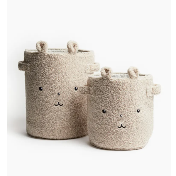 Embroidery Wool Basket Desktop Storage Round Teddy Velvet Makeup Box Organizer Beige Toy Storage Box - Bild 2