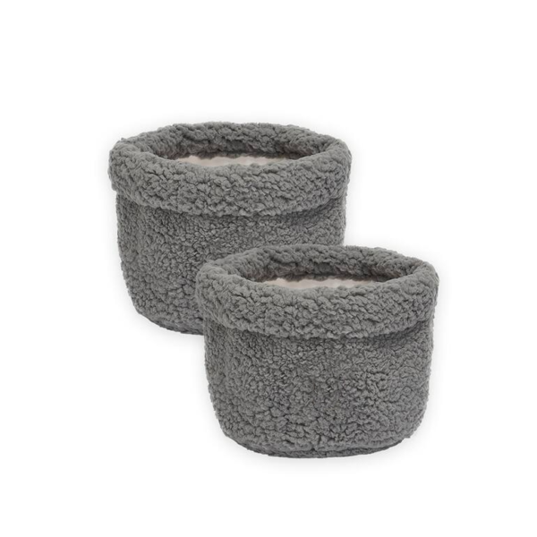 Embroidery Wool Basket Desktop Storage Round Teddy Velvet Makeup Box Organizer Beige Toy Storage Box - Bild 4