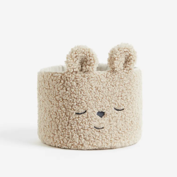 Embroidery Wool Basket Desktop Storage Round Teddy Velvet Makeup Box Organizer Beige Toy Storage Box - Bild 5