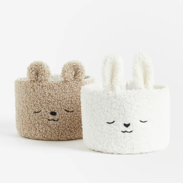 Embroidery Wool Basket Desktop Storage Round Teddy Velvet Makeup Box Organizer Beige Toy Storage Box - Bild 6