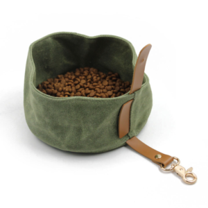 Pet Dog Cat Outdoor Food Bowl Bag Waxed Canvas Dog Bowl