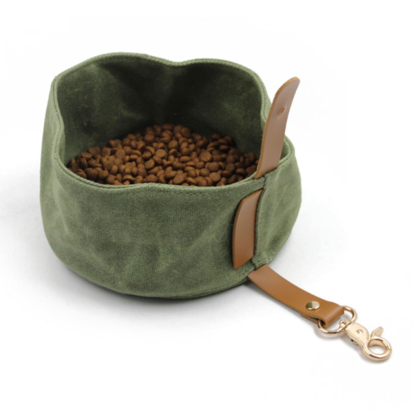 Pet Dog Cat Outdoor Food Bowl Bag Waxed Canvas Dog Bowl - Bild 4