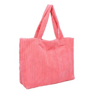 Women Corduroy Shoulder Bag with Inner Pocket for Work Beach Tote Bag