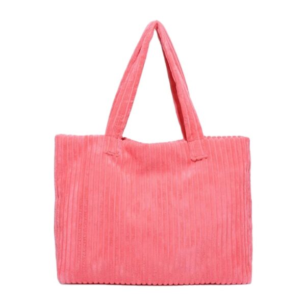 Women Corduroy Shoulder Bag with Inner Pocket for Work Beach Tote Bag - Imagem 2