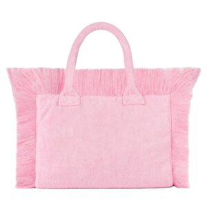 Custom Women Terry Cloth Fringe Tote Bag Large Canvas Cotton Fringe Tote Bag