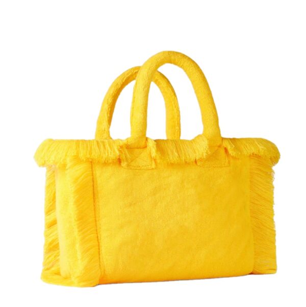 Custom Women Terry Cloth Fringe Tote Bag Large Canvas Cotton Fringe Tote Bag - Image 4