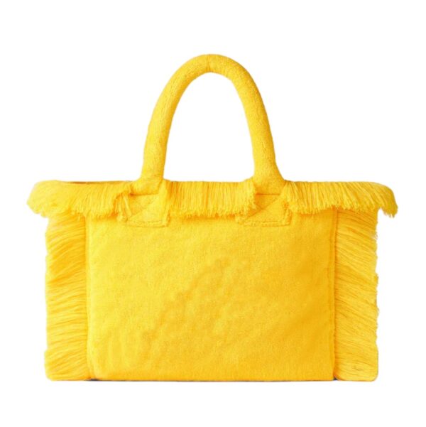 Custom Women Terry Cloth Fringe Tote Bag Large Canvas Cotton Fringe Tote Bag - Image 5