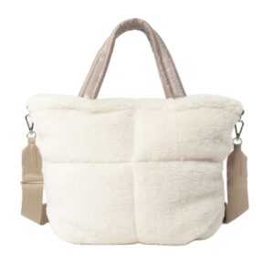 Custom Faux Fur Shoulder Shopping Bag for Women Teddy Tote Bag