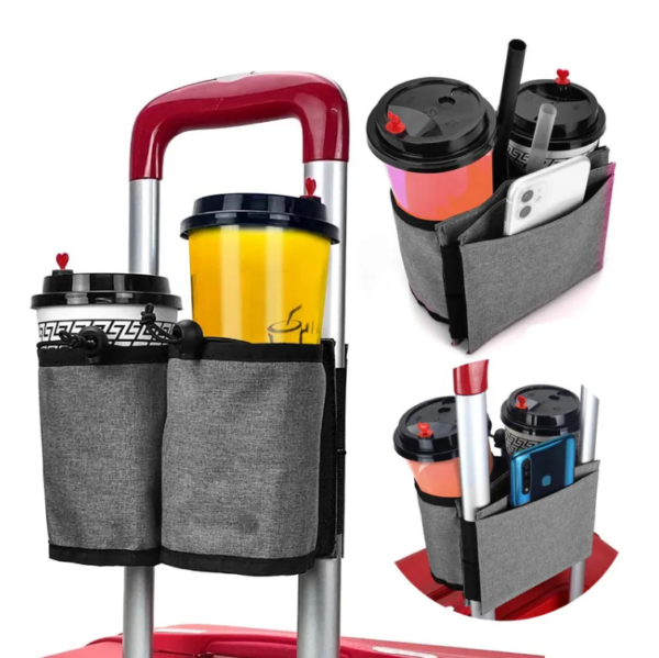New Fashion Luggage Travel Cup Holder Free Hand Drink Caddy Hold Two Coffee Mugs - 画像 3
