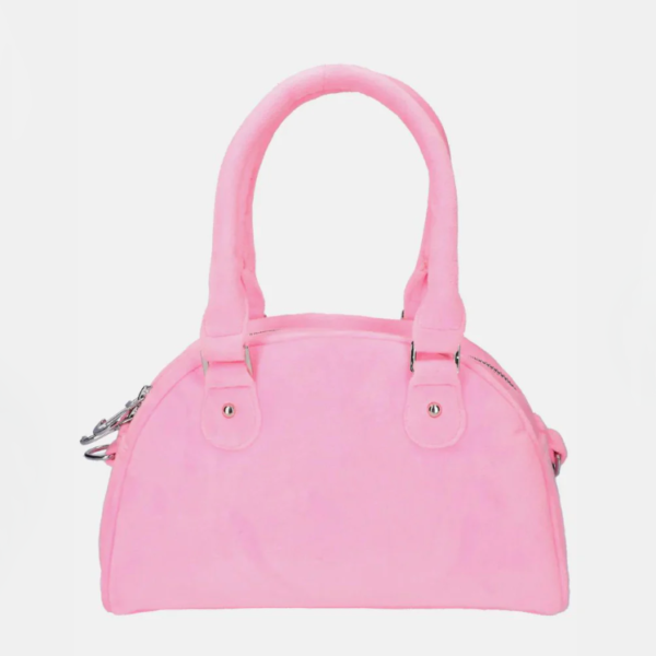 Woman High Plush Terry Mini Tote Bag Velvet Handbag with Shoulder Strap - Image 4