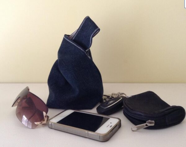 Denim Japanese Knot Bag Mini Wrist Purse - Изображение 2