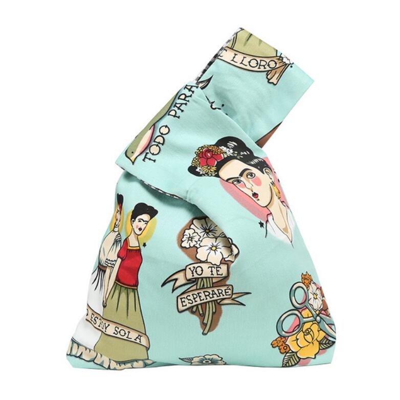 Denim Japanese Knot Bag Mini Wrist Purse - صورة 4