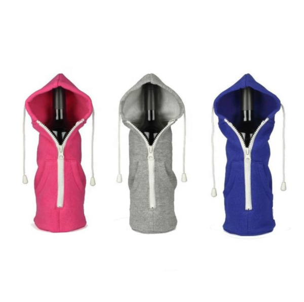 Hoodie Wine Bottle Holder With Zip Closure