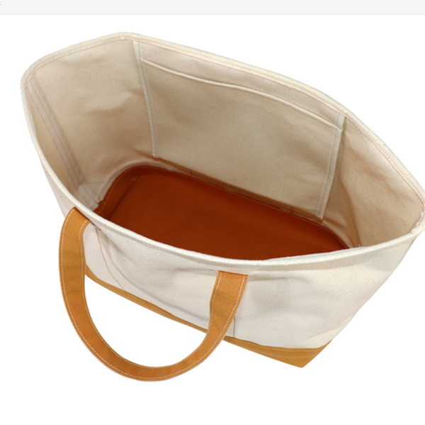 12 OZ Plain Cotton Heavy Canvas Tote Bag With Inside Outside Front Pockets Shopping - Image 3