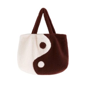 Fashion Teddy Soft Outdoor Tote Bag Yin Yang Sherpa Tote Bag