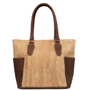 Cork Fabric Shopping Bag Fashion Eco Friendly Cotton Canvas Wood Grain Cork Tote Bag