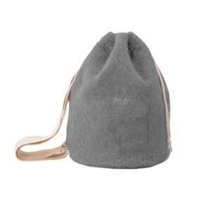 Fashion Terry Small Drawstring Bucket Purse for Women Cute Little Terry Crossbody Bag