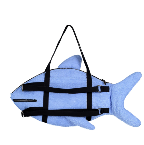 Terry Cloth Fish Tote Bag Womans Child Fish Shape Beach Bag Terry Cloth Beach Backpack - Image 2
