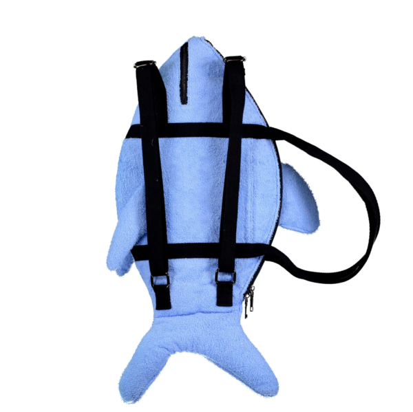 Terry Cloth Fish Tote Bag Womans Child Fish Shape Beach Bag Terry Cloth Beach Backpack - Image 3