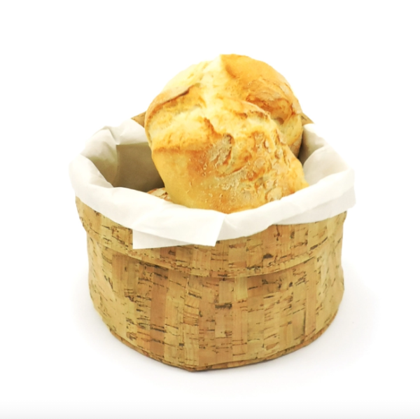 Raw Cotton Fabric and Organic Cork Tomato Basket with Drawstring Closure - 画像 2