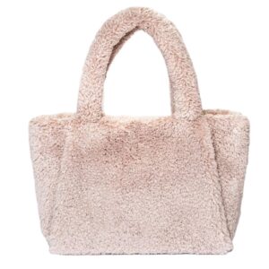 Tote Bag Shopping Work Travel Handbag Luxury Custom Fluffy Tote Bag Soft Plush Sherpa Fuzzy Shopping Bag