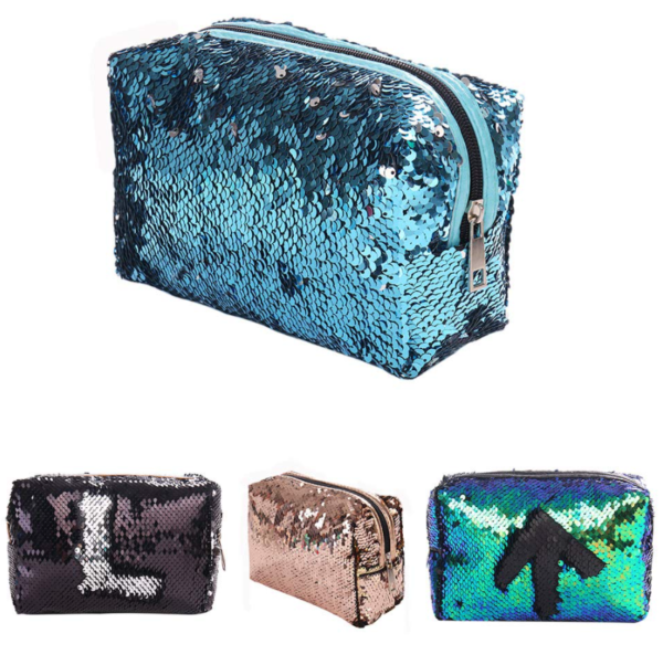 Sequin Pouch Shiny Glittering Reversible Double Color Cosmetic Bag - Bild 3