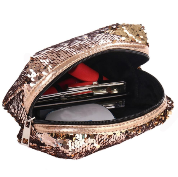 Sequin Pouch Shiny Glittering Reversible Double Color Cosmetic Bag - Bild 4