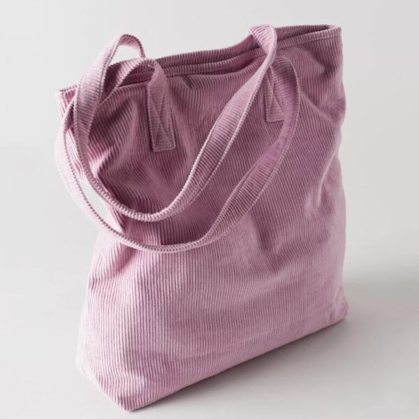 Lightweight Pink or Beige Corduroy Tote Bag Summer Beach Bag - 画像 2