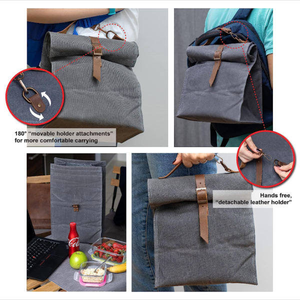Lunch Bag Waxed Canvas Lunch Box for Men and Women, Leakproof Insulated Cooler Bag - 영상 3