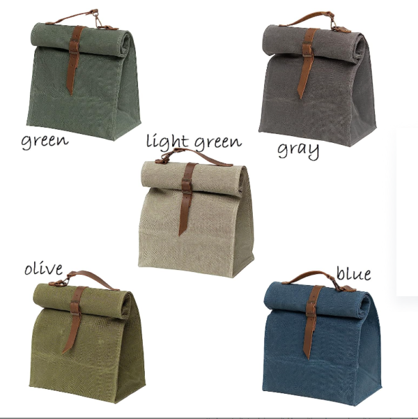 Lunch Bag Waxed Canvas Lunch Box for Men and Women, Leakproof Insulated Cooler Bag - 영상 6