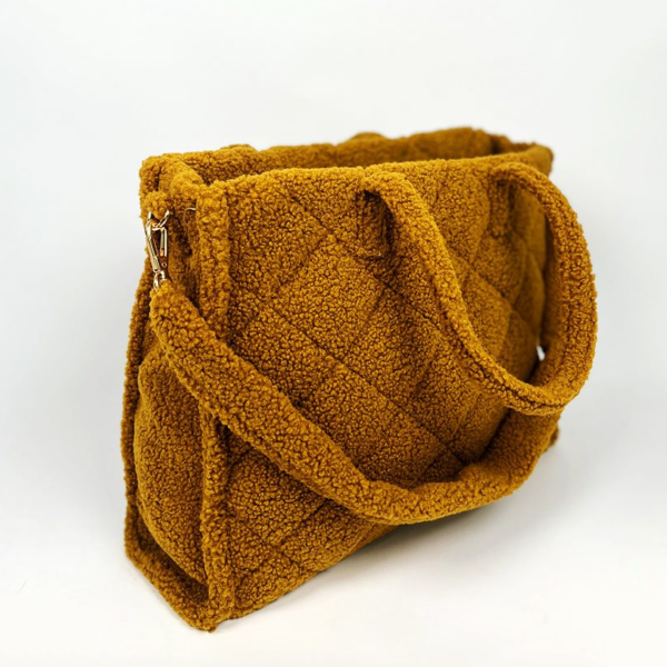 Quilted Designer Sherpa Tote Bag for Women Ladies TEDDY Bubble Shoulder Hobo Bag - 画像 4