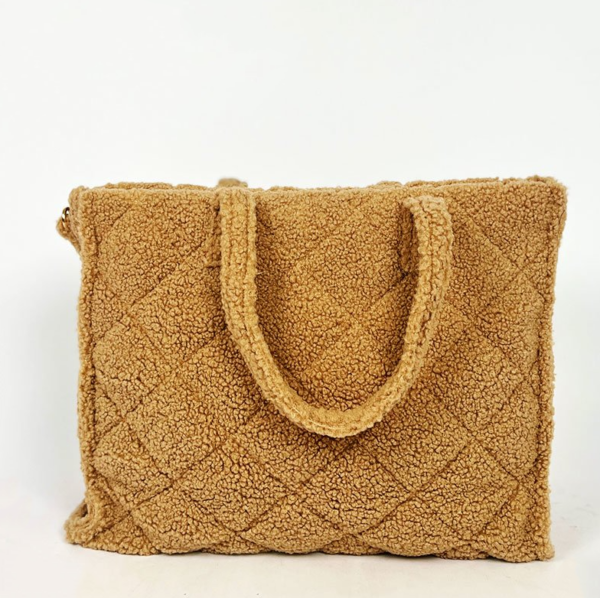 Quilted Designer Sherpa Tote Bag for Women Ladies TEDDY Bubble Shoulder Hobo Bag - 画像 5