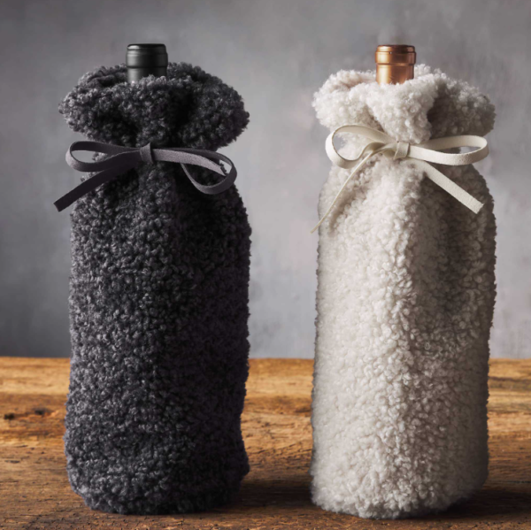 Teddy Wine Tote Bag Sherpa Wine Bag One Bottle Wine Tote Carrier - 画像 3