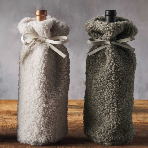 Teddy Wine Tote Bag Sherpa Wine Bag One Bottle Wine Tote Carrier - 画像 5