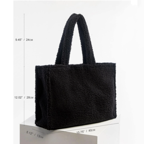 Womans Girl Trendy Soft Teddy Tote Bag Travel Shoulder Bag Big Capacity Shopping - 画像 4