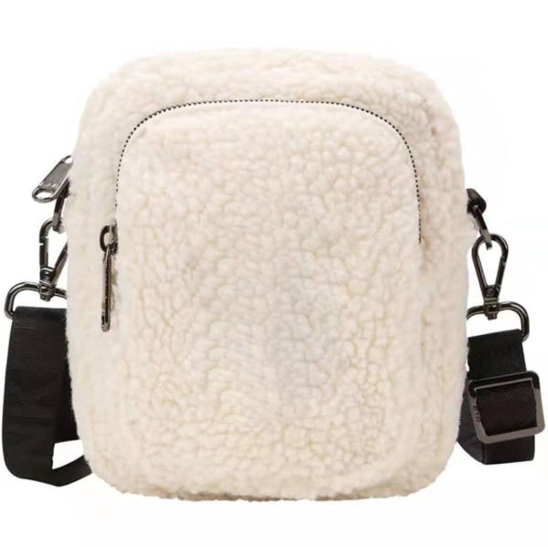 Fashion Popular Travel Outdoor Teddy Fleece Autumn Winter Sling Fanny Pack Phone Pouch - 画像 2