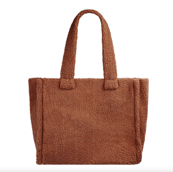 Fashion Teddy Tote Handbag Large Capacity Bride Tote Bag Custom Faux Fur Shoulder Shopping Bag - Image 2