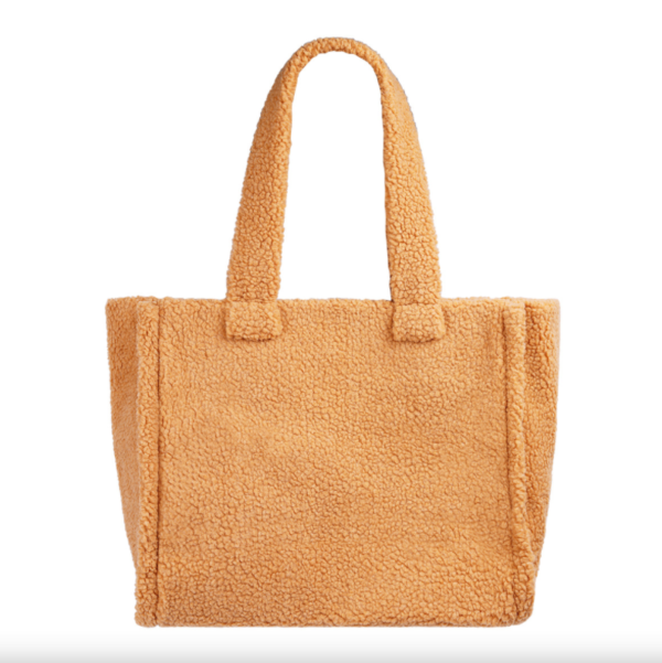 Fashion Teddy Tote Handbag Large Capacity Bride Tote Bag Custom Faux Fur Shoulder Shopping Bag - Image 3