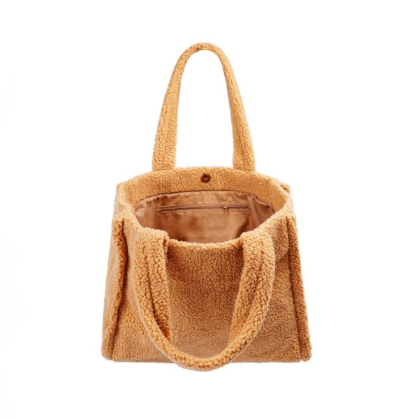 Fashion Teddy Tote Handbag Large Capacity Bride Tote Bag Custom Faux Fur Shoulder Shopping Bag - Image 4