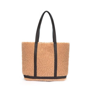 Customization Wholesale Large Capacity Fashion Simple Women Brown Teddy Shopping Bag Fluffy Tote