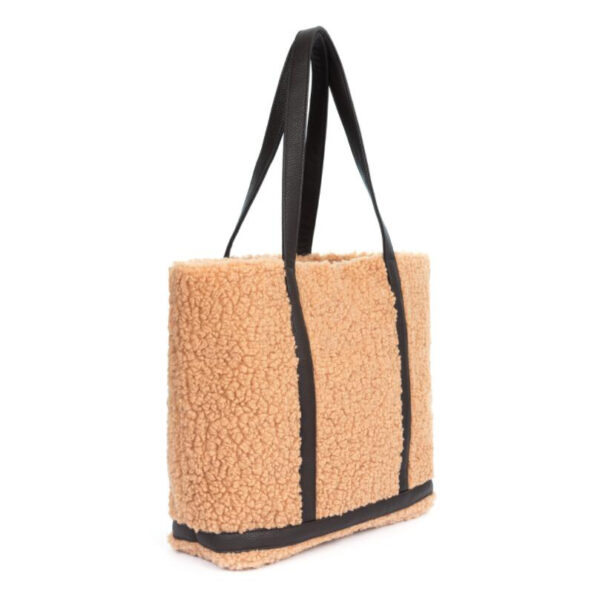 Customization Wholesale Large Capacity Fashion Simple Women Brown Teddy Shopping Bag Fluffy Tote - Image 2