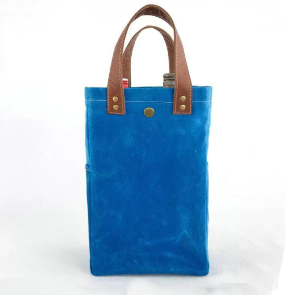 Waxed Canvas Wine Bottle Carrier Tote Bag Picnic Canvas Bag - Bild 4