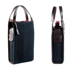 2-Bottle Leather Wine Cooler Bag Wine Carrier Personalized Leather Wine Tote