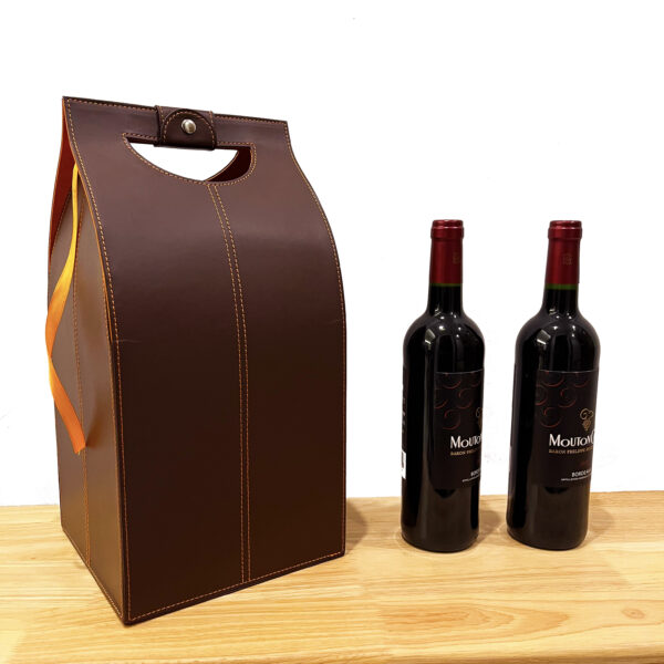 New Design Classic 4 Red Wine Bottle Carrier Luxury Durable Pu Leather Wine Bag - Image 4