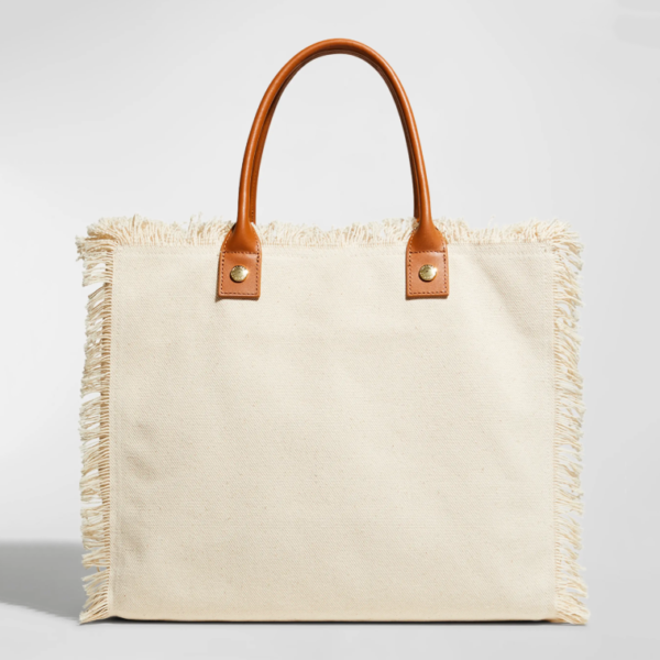 Woman's Fringe Tote Bag Canvas Outdoor Travel Shopping Bag