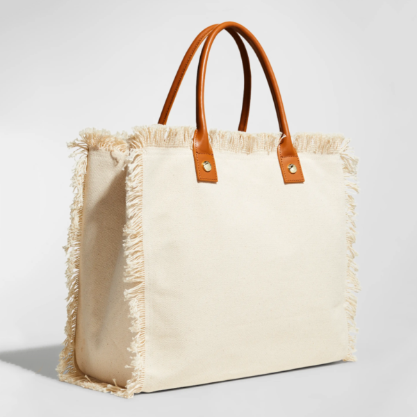 Woman's Fringe Tote Bag Canvas Outdoor Travel Shopping Bag - Image 2